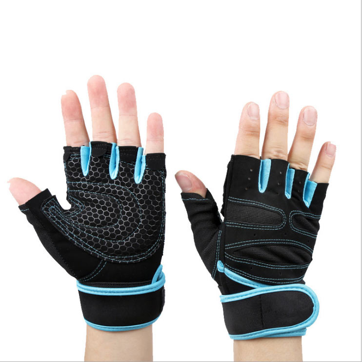 Leather Made Finger Cut Gym Wear Gloves Half Finger Cycling Gloves 