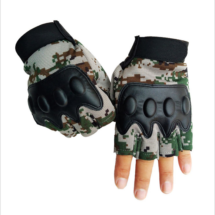 High Quality Camouflage PU cycling gloves Half finger Gloves